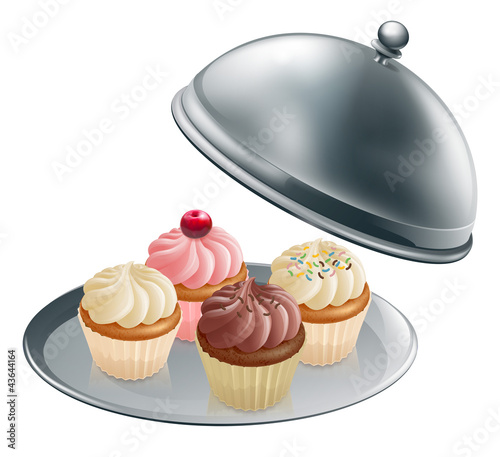 Cupcakes on silver platter