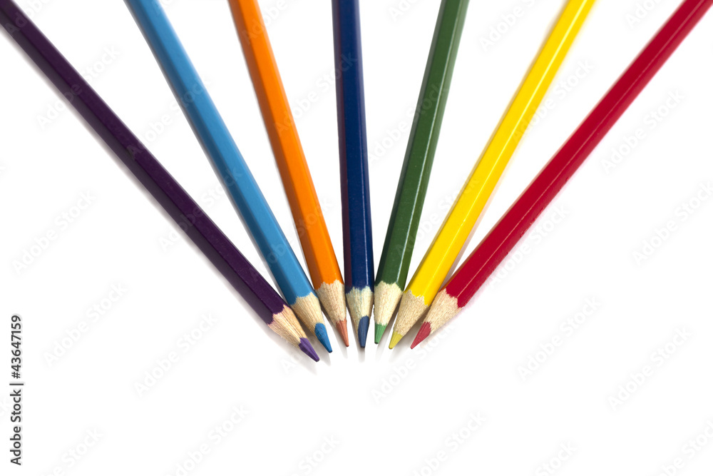Multi-coloured pencils on white background, Back to school Multi-coloured pencils on white background, Back to school