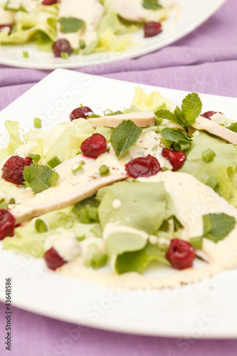 salad with chicken and cherry