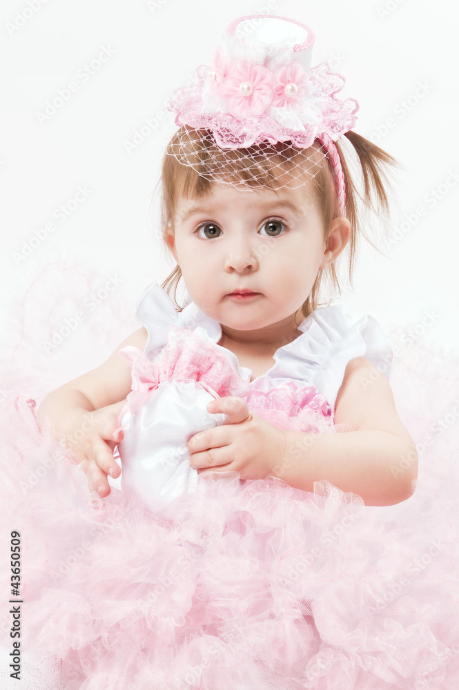 Portrait of a young girl in beautiful pink dress Portrait of a young girl in beautiful pink dress