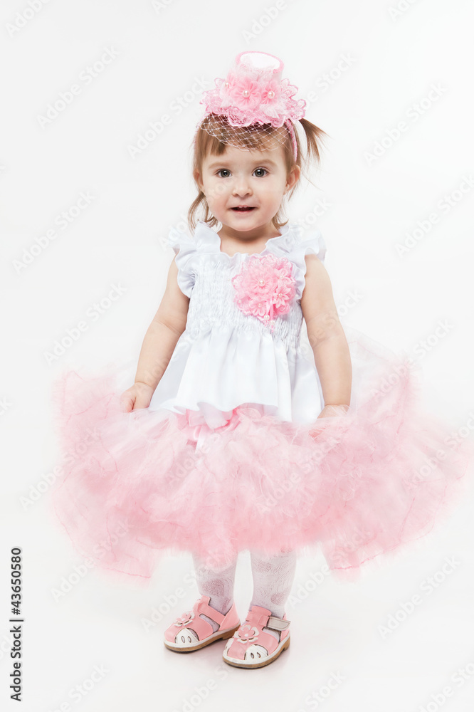 Portrait of a young girl in beautiful pink dress Portrait of a young girl in beautiful pink dress