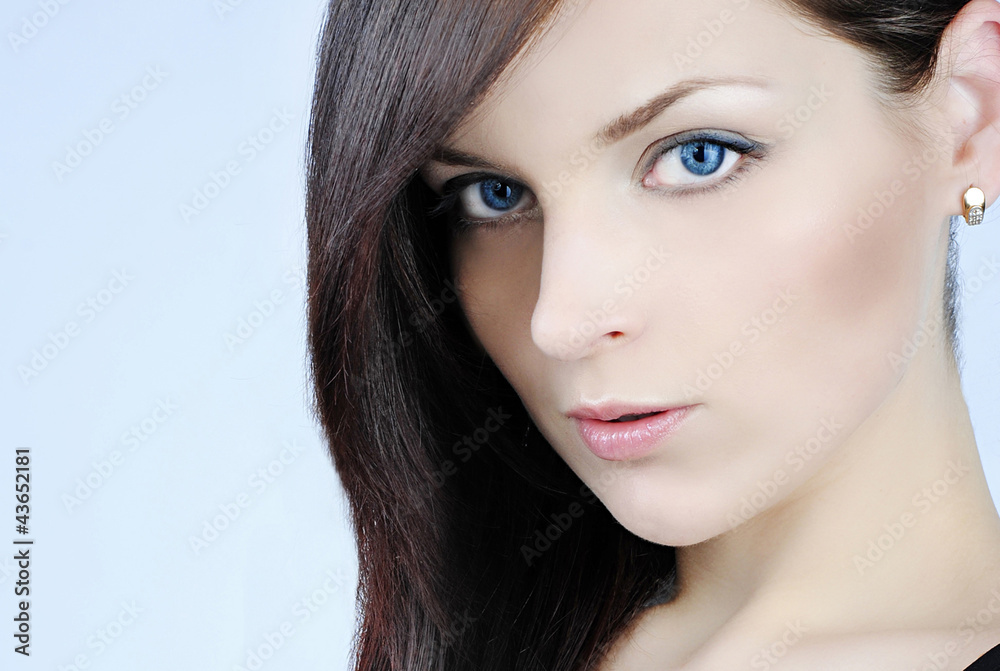 Naklejka premium Beautiful girl brunette with long hair