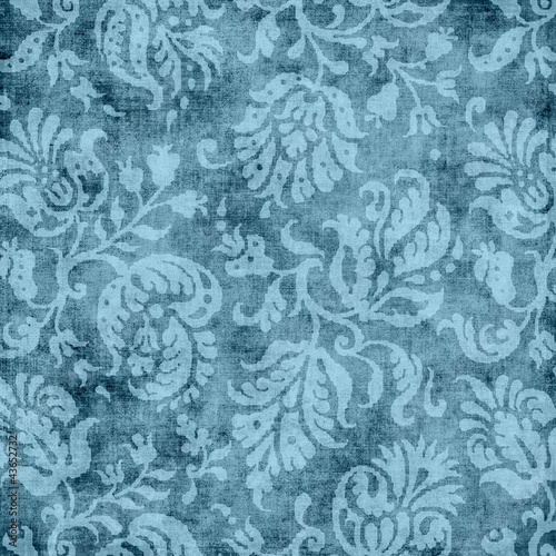 Vintage Blue Floral Tapestry Pattern
