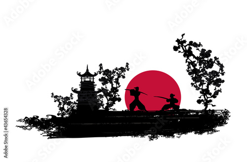 Japanese Samurai fighter silhouette