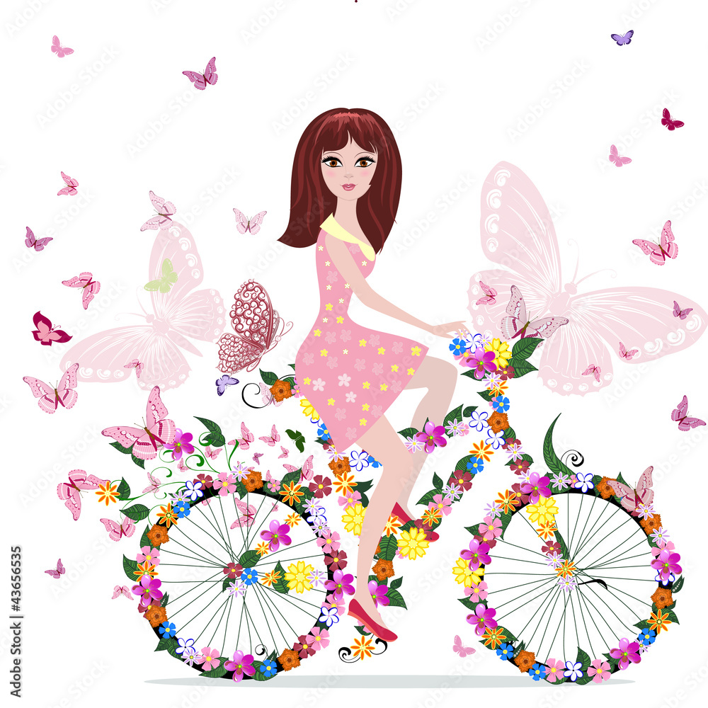 Fototapeta premium flower girl on bike