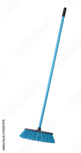 Blue plastic broom