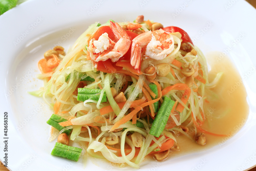Green papaya salad thai cuisine spicy delicious Green papaya salad thai cuisine spicy delicious