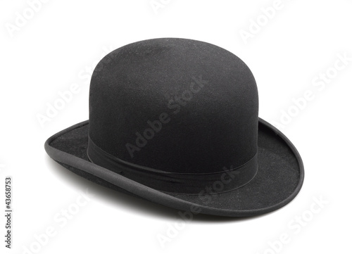 A stylish black bowler hat