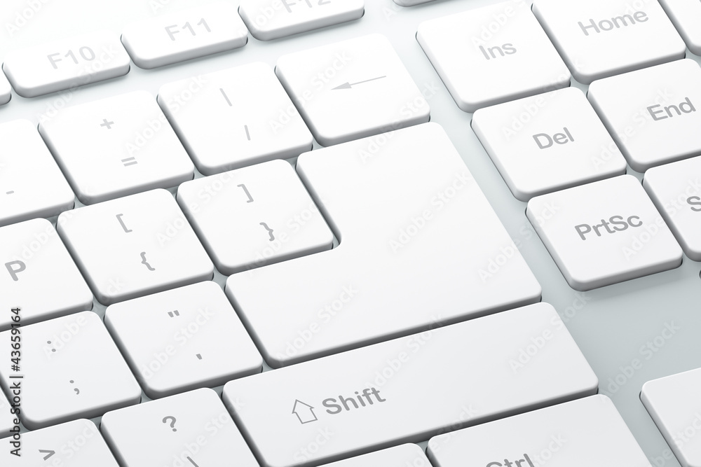 Keyboard with white blank Enter button, with copyspace Keyboard with white blank Enter button, with copyspace