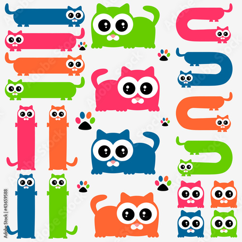 Funny colorful kittens set
