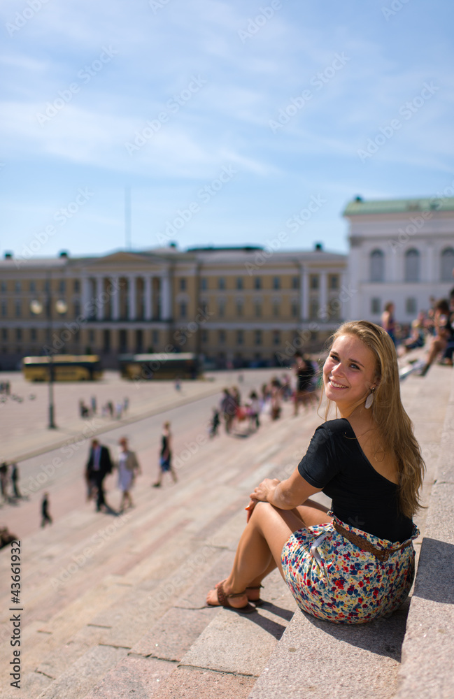 Fototapeta premium Girl and square