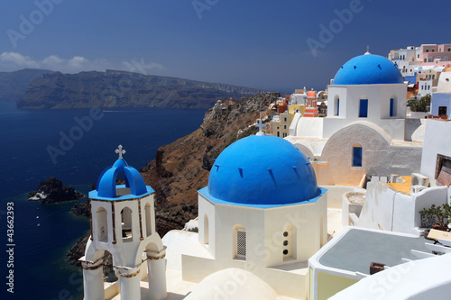 Santorini with Traditional Churches in Oia, Greece