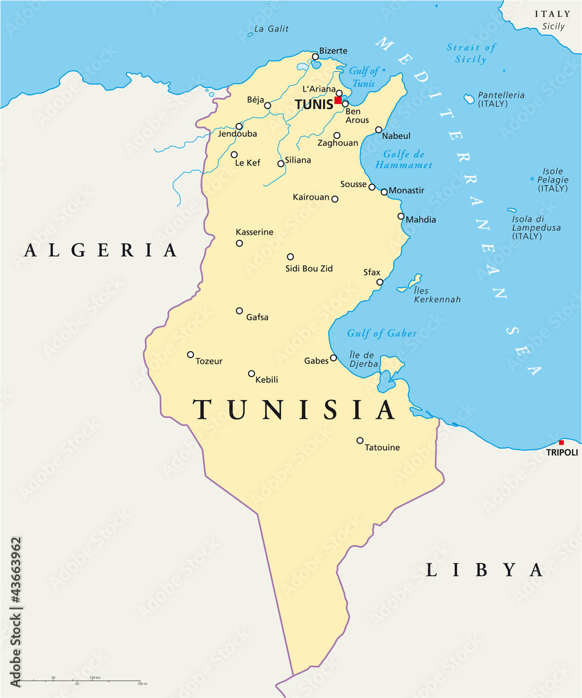 Large Political And Administrative Map Of Tunisia With Roads Cities ...