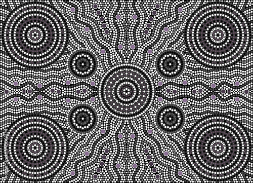 A illustration based on aboriginal style of dot painting depicti