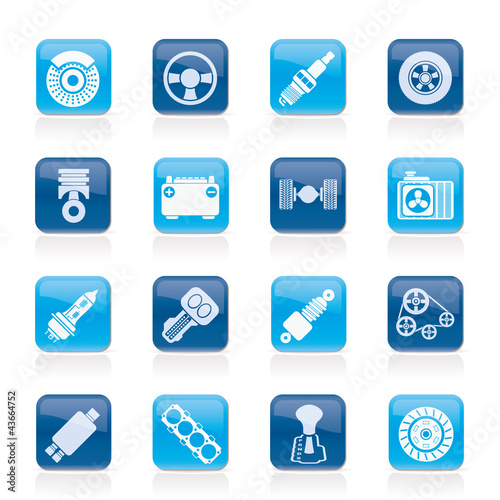Different kind of car parts icons - vector icon set