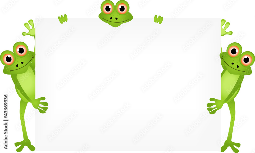 Fototapeta premium frog with blank sign