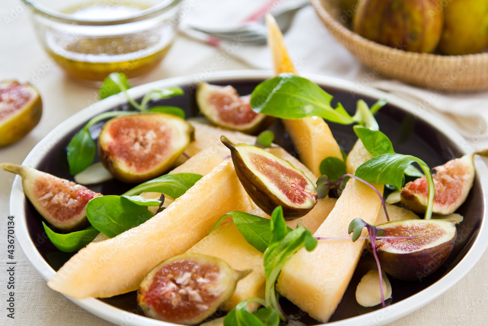 Fig and Melon with almond salad Fig and Melon with almond salad