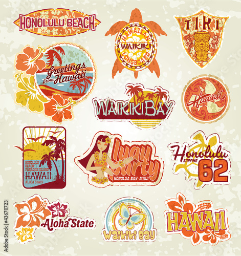 Hawaii vintage stickers