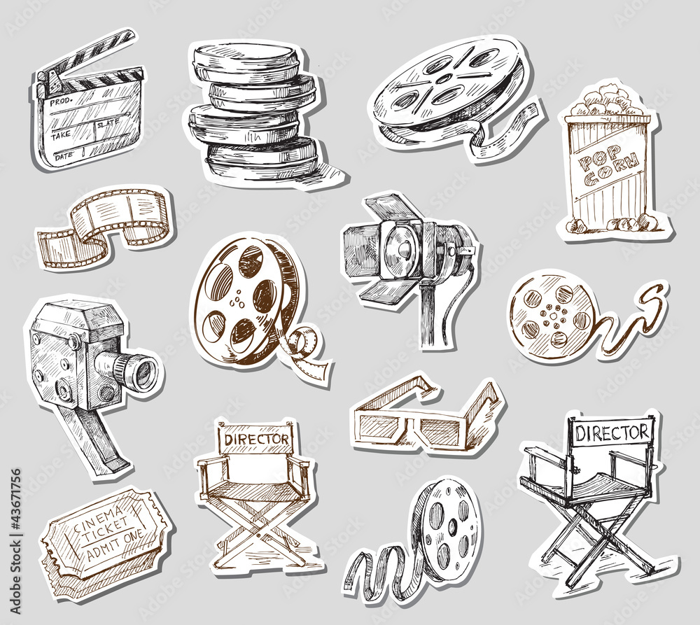 Fototapeta premium movie camera-hand drawn