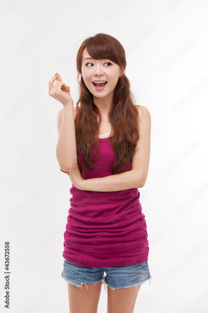 Thinking young Asian woman isolated on white background Thinking young Asian woman isolated on white background