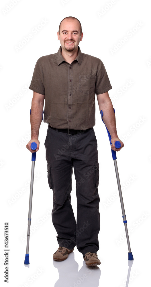 man with crutch man with crutch