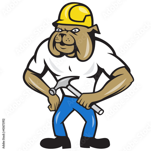 Bulldog Construction Worker Hammer