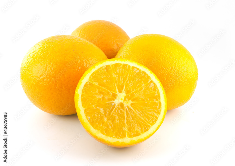 Navel seedless orange fruite isolated on white Navel seedless orange fruite isolated on white