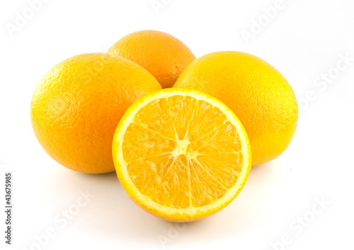 Navel seedless orange fruite isolated on white