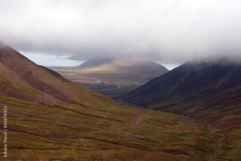 Hrafnseyrarheidi hoch Blick zum Dyrafjördur