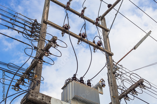 electric pole with wires