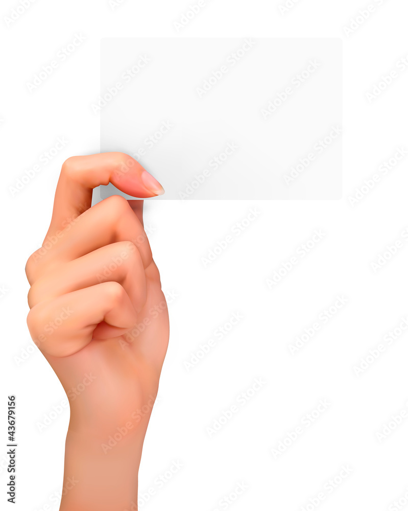 Fototapeta premium Hand holding paper card. Vector illustration