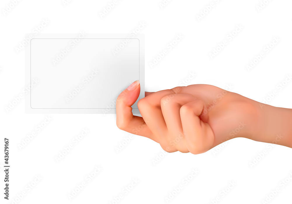 Hand holding paper card. Vector illustration Hand holding paper card. Vector illustration