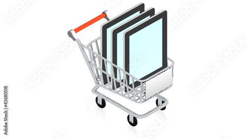 Shopping cart with tablet PC