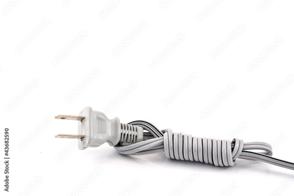 Gray electric plug isolated on white background Gray electric plug isolated on white background