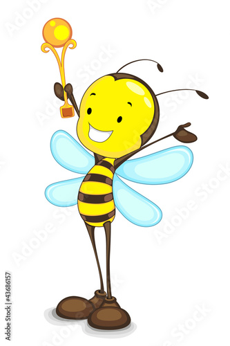Edtiable vector of winner bee with trophy