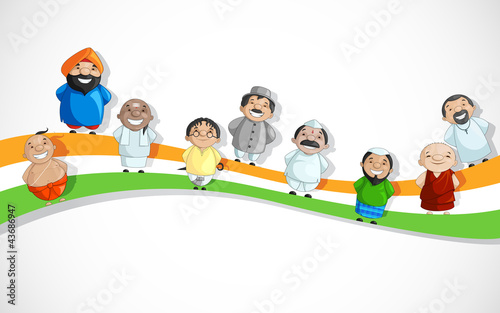 vector illustration of Indian people of different culture
