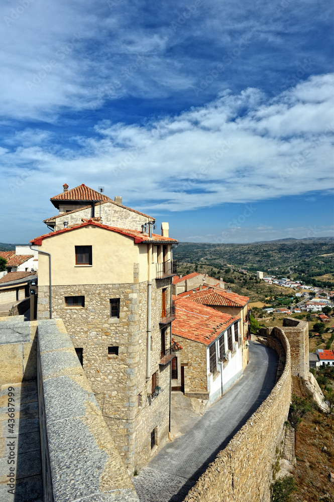Small spanish town with mountain view. Morella in Span.