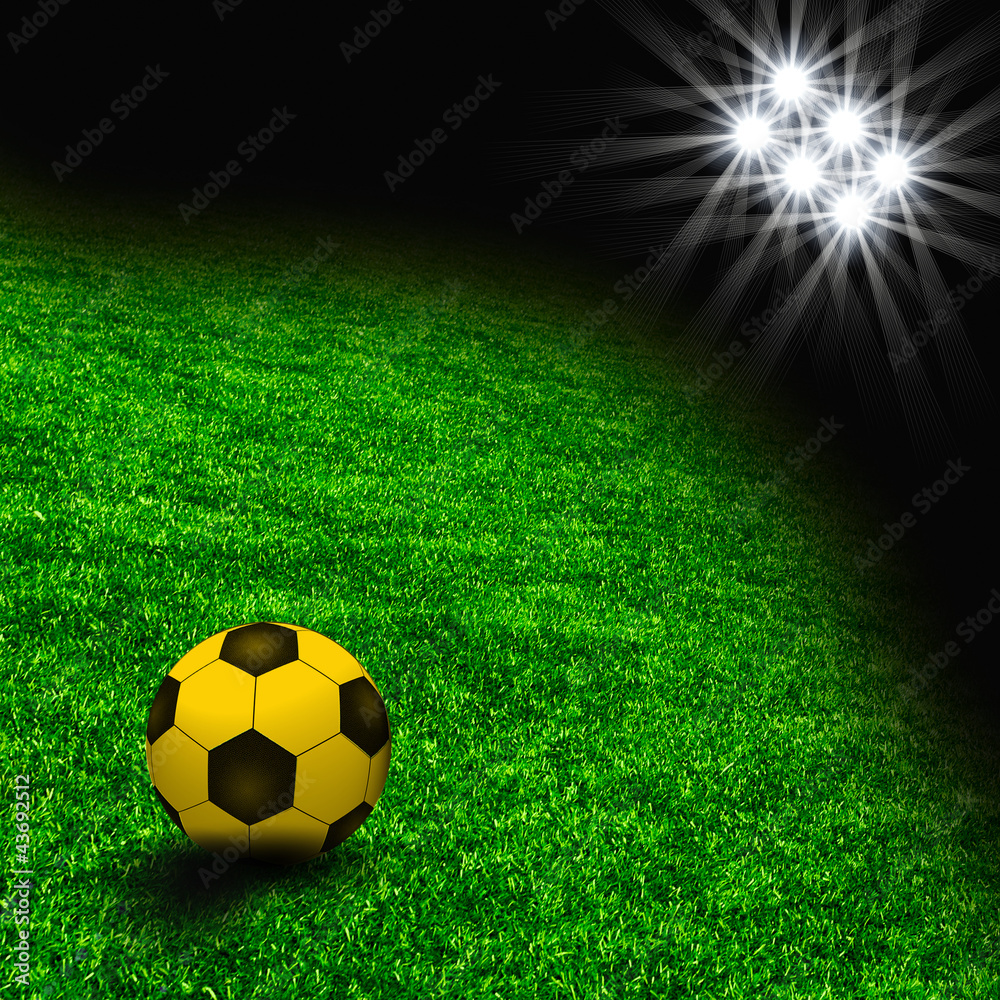 Fototapeta premium The grass from soccer field. Texture of green grass with ball