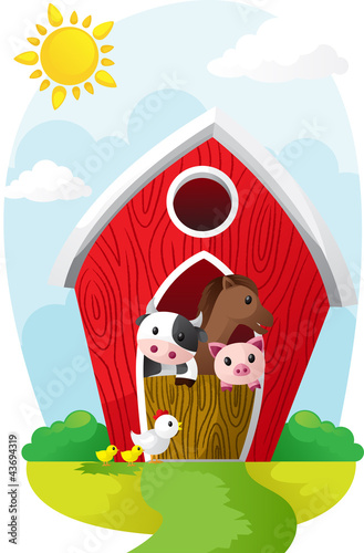 Animals in barn