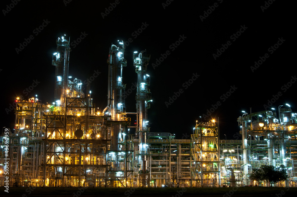 Night scene of chemical plant