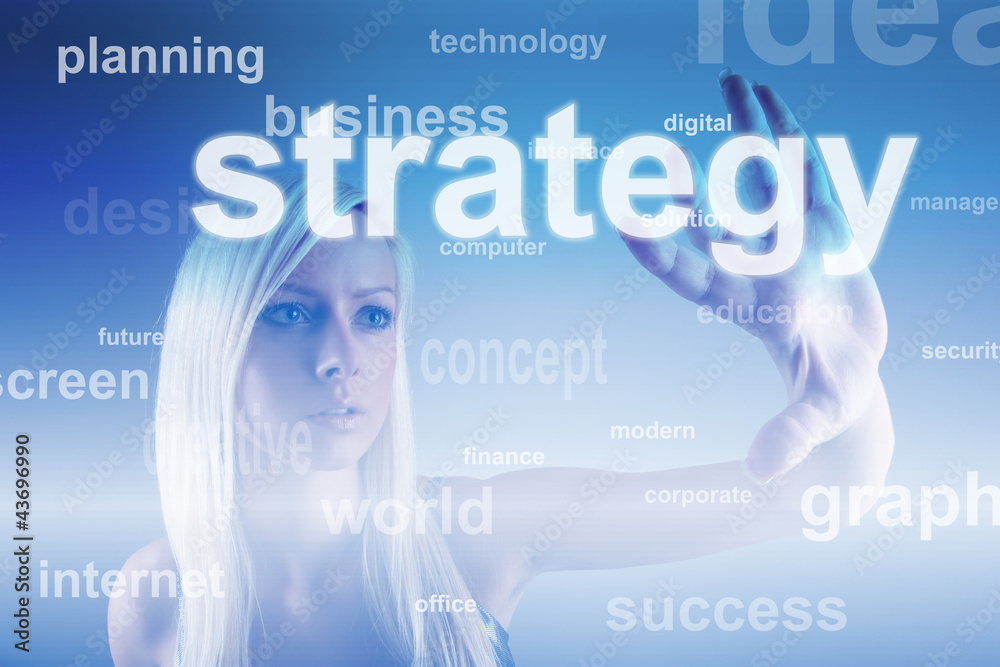Business concept - girl with screen Business concept - girl with screen