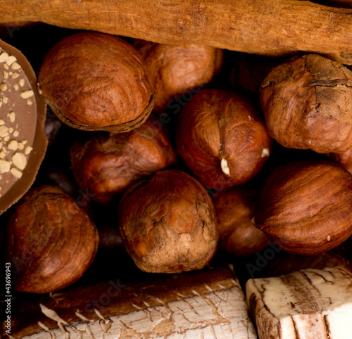 coffee beans, cinnamon and nuts