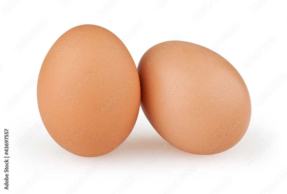 Two eggs isolated on white background with clipping path Two eggs isolated on white background with clipping path