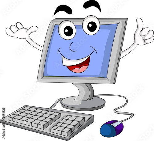 smiling computer cartoon Stock Vector | Adobe Stock