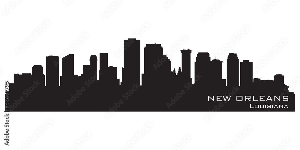 New Orleans, Louisiana skyline. Detailed vector silhouette