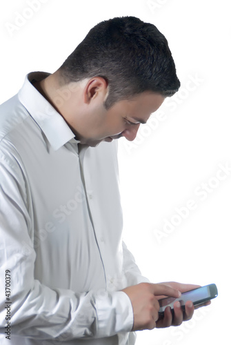 adult, attractive man with a phone call