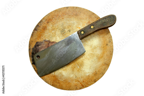 Bild auf Leinwand chef's knife on chopping block