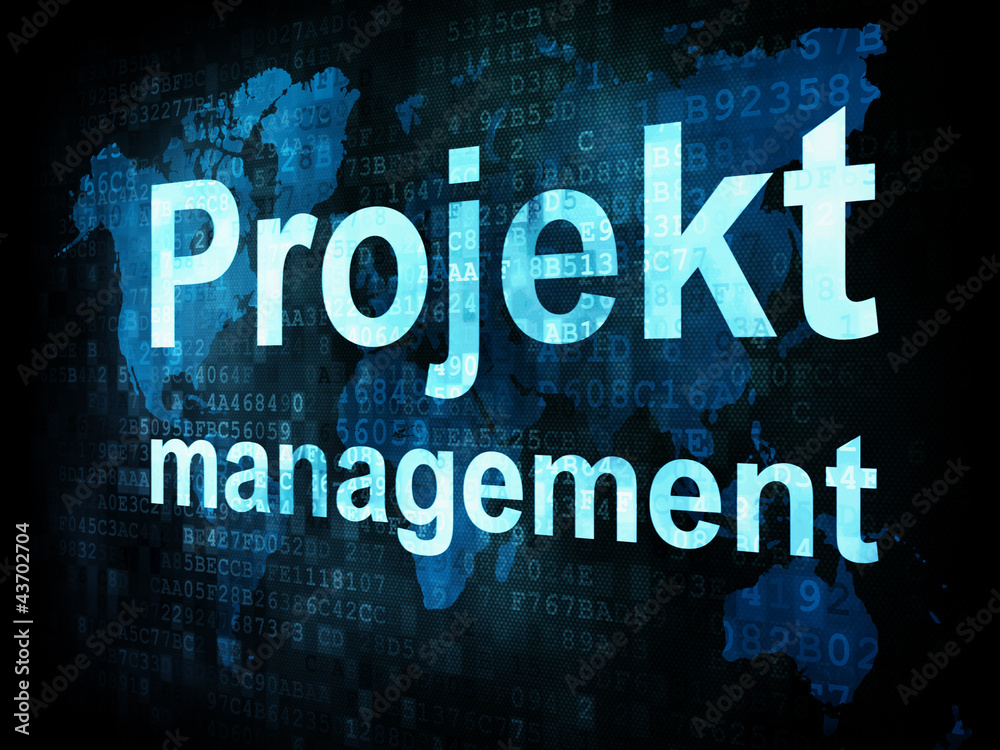 Management concept: pixelated words Projekt management on digita Management concept: pixelated words Projekt management on digita