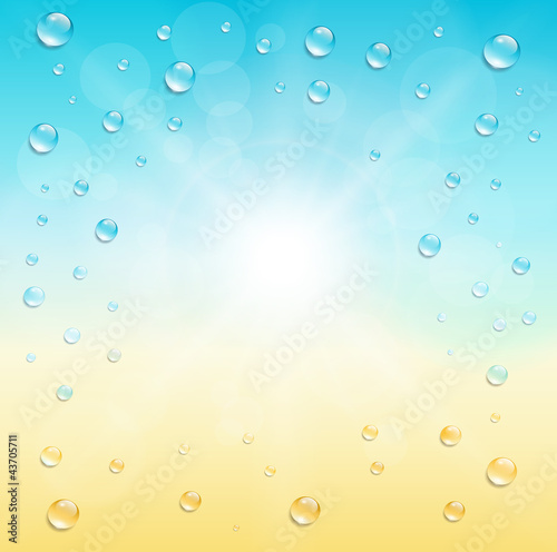 Sunny background with water drops.