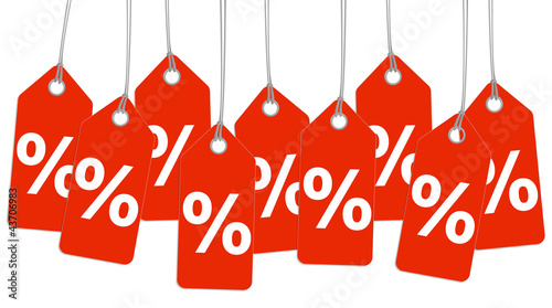 rote Anhänger mit % Zeichen